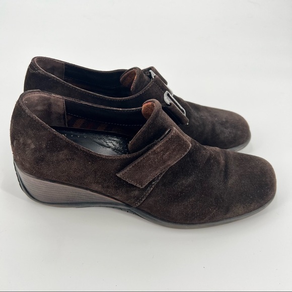 Aquatalia brown suede leather shoes wedge size 6 - Picture 8 of 12